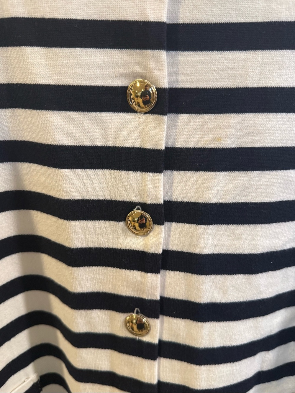 Talbots Navy & White Striped Top with Light Blue Trim - Picture 3 of 6
